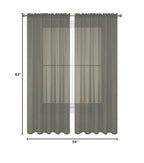 Decotex 2 Piece Solid Elegant Sheer Curtains Fully Stitched Panels Window Treatment Drape (54'' X 63'', Gray)