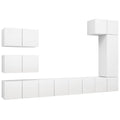 Vidaxl Tv Cabinet Set 8 Piece Home Living Room Furniture Tv Stand Hifi Stereo Cabinet Media Unit Entertainment Center White Engineered Wood