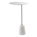 Pangea Home Churchill Modern Genuine Marble & Steel Side Table In White