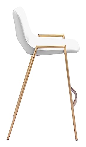 Zuo Desi Counter Stool White & Gold