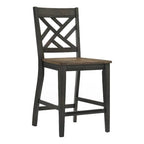 Harper Counter Stool with Lattice Back and 4 Legs, Brushed Brown & Pecan, Set of 2
