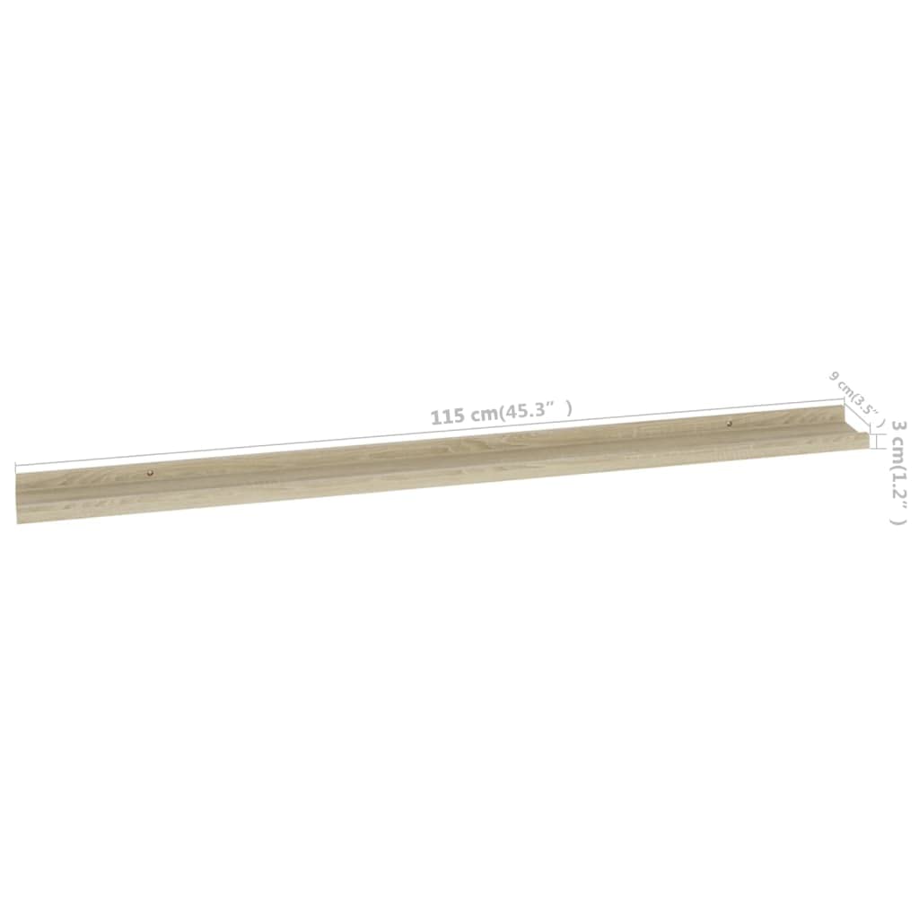 vidaXL Modern Wall Shelves 4 pcs, Sturdy MDF Shelves in Sonoma Oak Finish, Easy-to-Assemble, Ideal Indoor Storage Solutions for Office and Living Room Décor