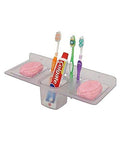 Logger Acrylic Toothbrush Toothpaste Soap Dish Bathroom Organizer Stand 4in1 Holder