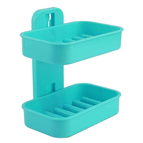 JEEJEX Plastic Double Layer  Soap Stand, Holder, Wall Soap Box Strong Vacuum Dispenser Tray for Kitchen, Bathroom (1)