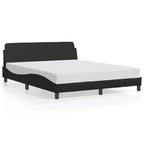 vidaXL Bed Frame with Headboard Black Queen Faux Leather 85.8"x61.8"x29.3" Stylish Modern Faux Leather Bed with Plywood Slats and Sturdy Legs