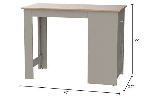 Lilola Home Alonzo Light Gray Small Space Counter Height Dining Table with Cabinet and Drawer Storage
