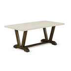 East West Furniture V727Mzn32-7 7 Piece Dining Table Set Consist Of A Rectangle Kitchen Table With V-Legs And 6 Light Beige Linen Fabric Parson Dining Chairs, 40X72 Inch, Multi-Color