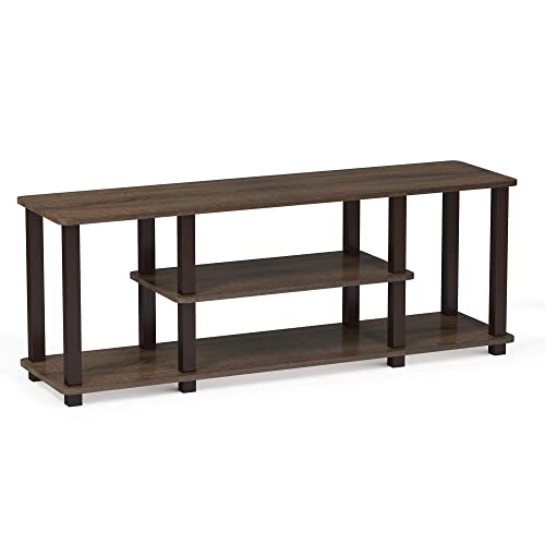 Furinno Turn-N-Tube No Tools 3D 3-Tier Entertainment Tv Stand Up To 50 Inch Tv, Square Tubes, Walnut/Brown
