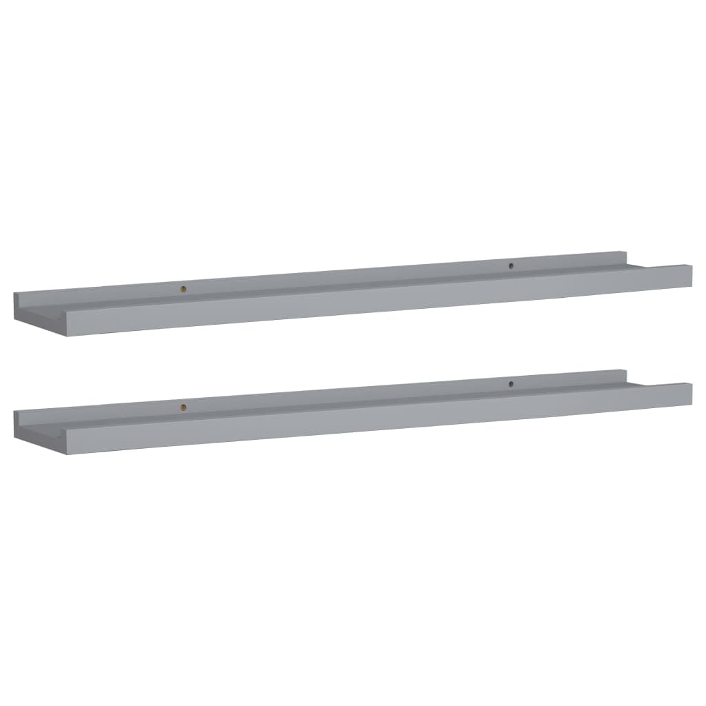 vidaXL Picture Frame Ledge Shelves 2 pcs Gray 31.5x3.5x1.2 MDF