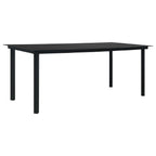vidaXL Rectangular Patio Dining Table – Industrial-Style, Outdoor Furniture for Patio or Garden, Durable Powder-Coated Steel & Glass Top, Black – 74.8"x35.4"x29.1”