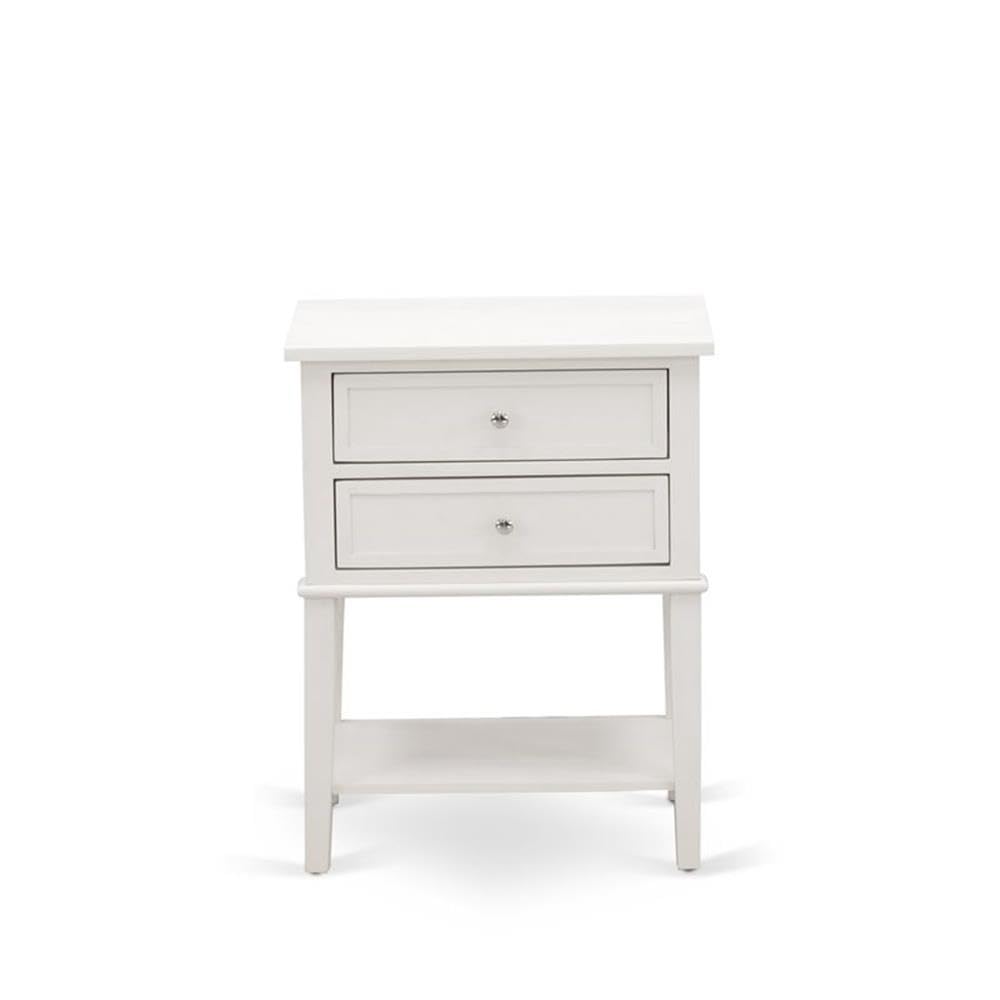 East West Furniture KD16Q-1VL0C 2 Piece Queen Bedroom Set - 1 Queen Bed Dark Khaki Linen Fabric Padded and Button Tufted Headboard with 1 Nightstand - Wire Brushed Butter Cream Finish Nightstand