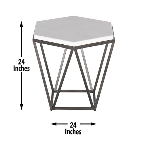 Steve Silver Co Corvus White Marble Top Hexagon