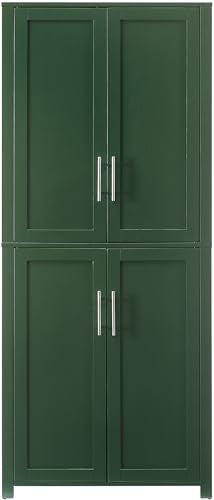 Crosley Furniture Savannah Tall Pantry Storage Cabinet with Shelves, Kitchen, Dining, or Laundry Room, Hunter Green
