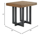 Intercon Eden 22" Wide End Table with Metal Base, Rustic Dune Furniture