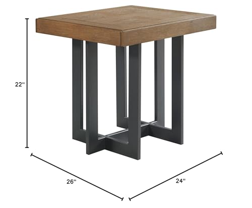 Intercon Eden 22" Wide End Table with Metal Base, Rustic Dune Furniture