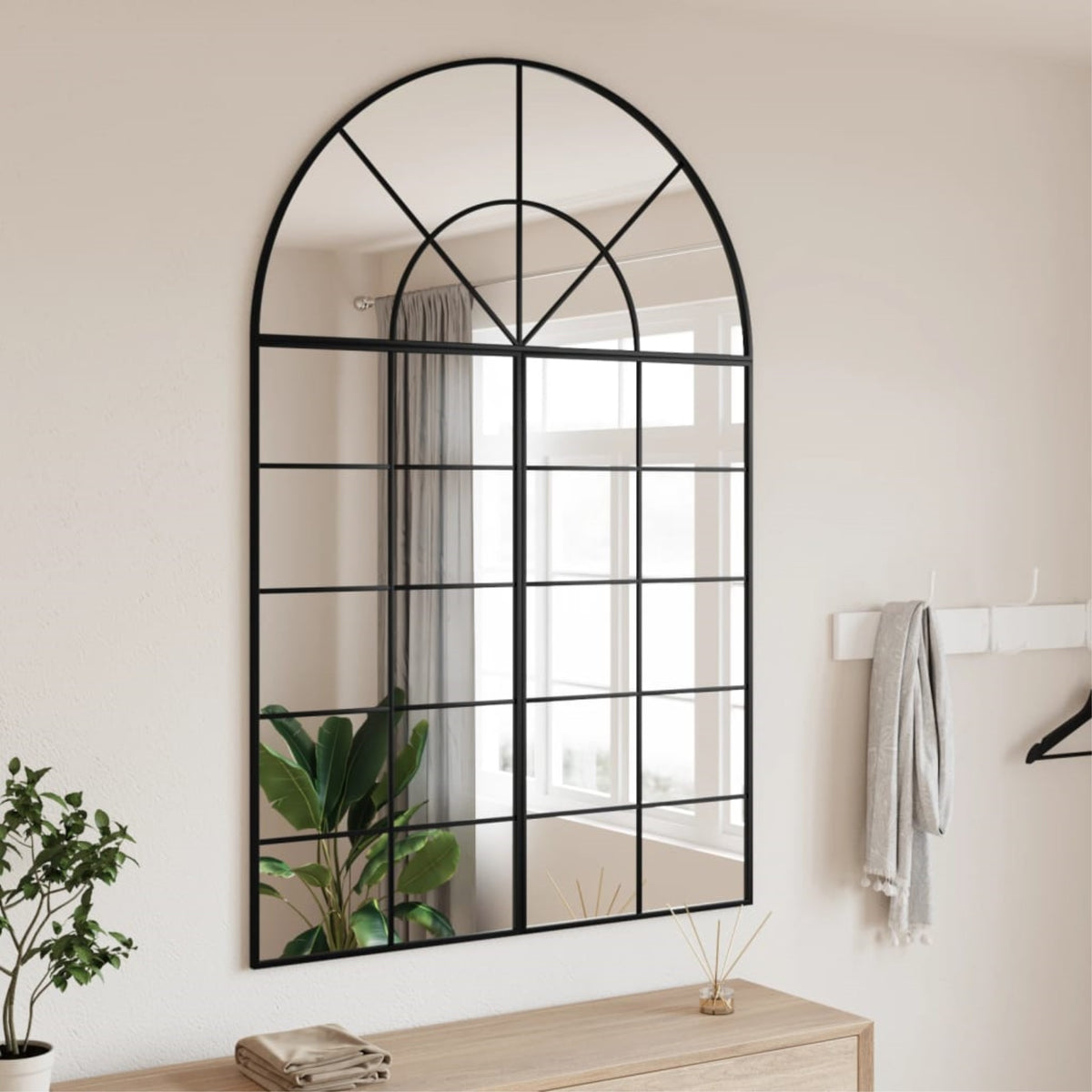 Vidaxl Wall Mirror Black 39.4 Inch X59.1 Inch  Arch Iron