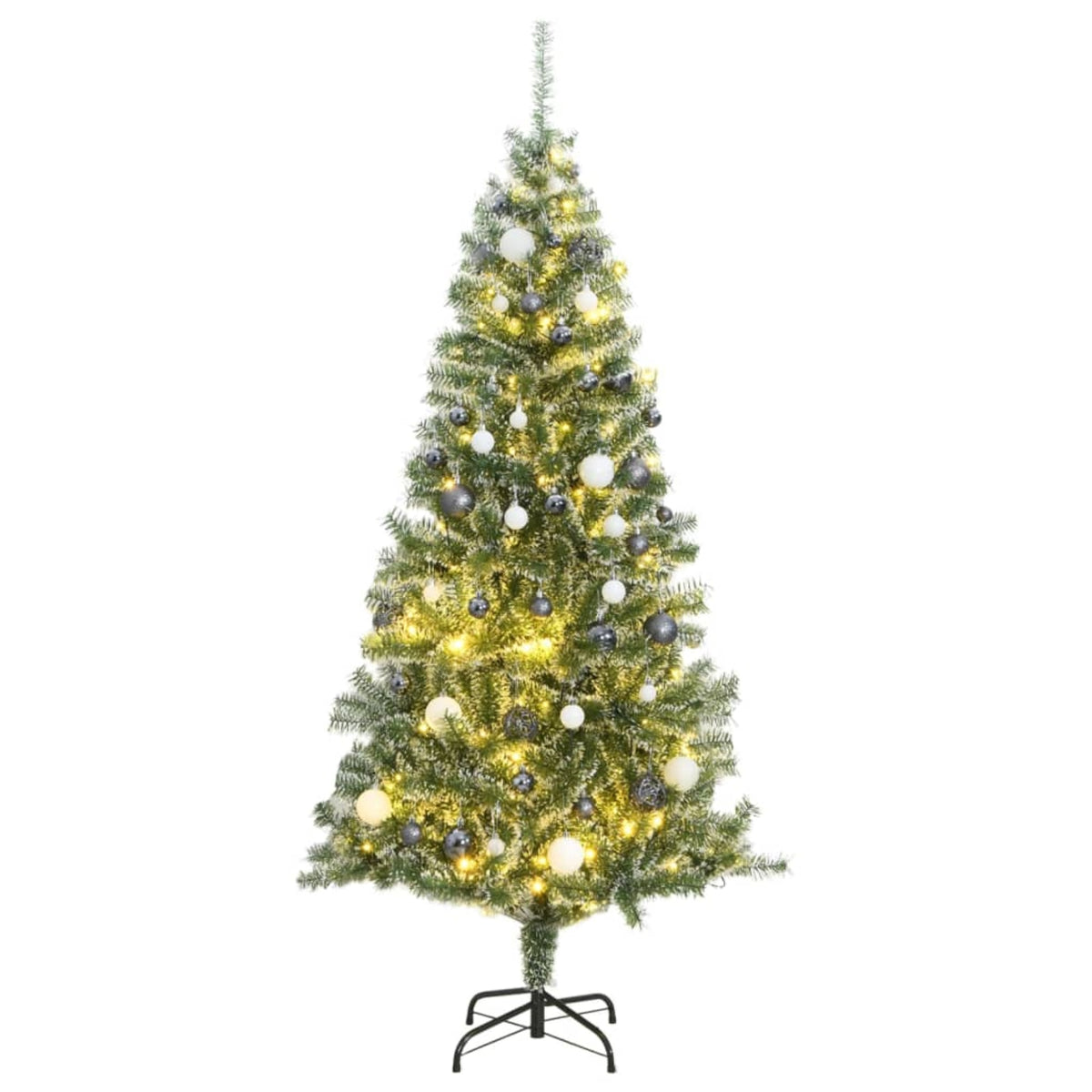 Vidaxl Artificial Christmas Tree 300 Leds&Ball Set&Flocked Snow 82.7 Inch