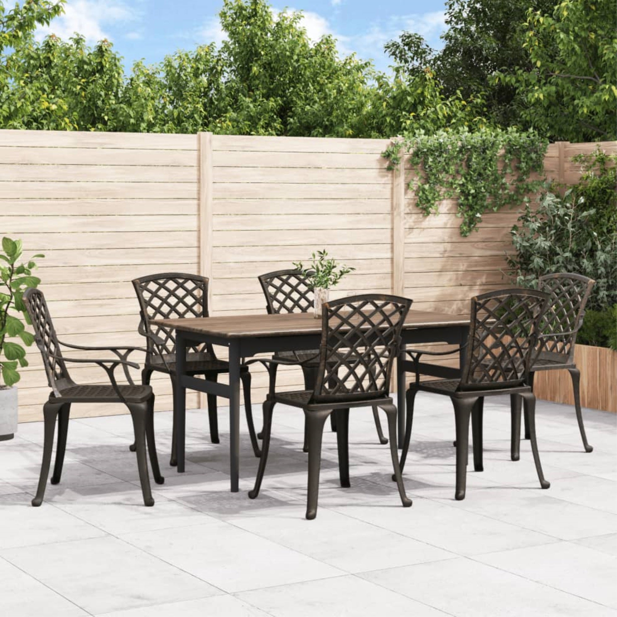 vidaXL Patio Chairs 6 pcs Cast Aluminum Bronze