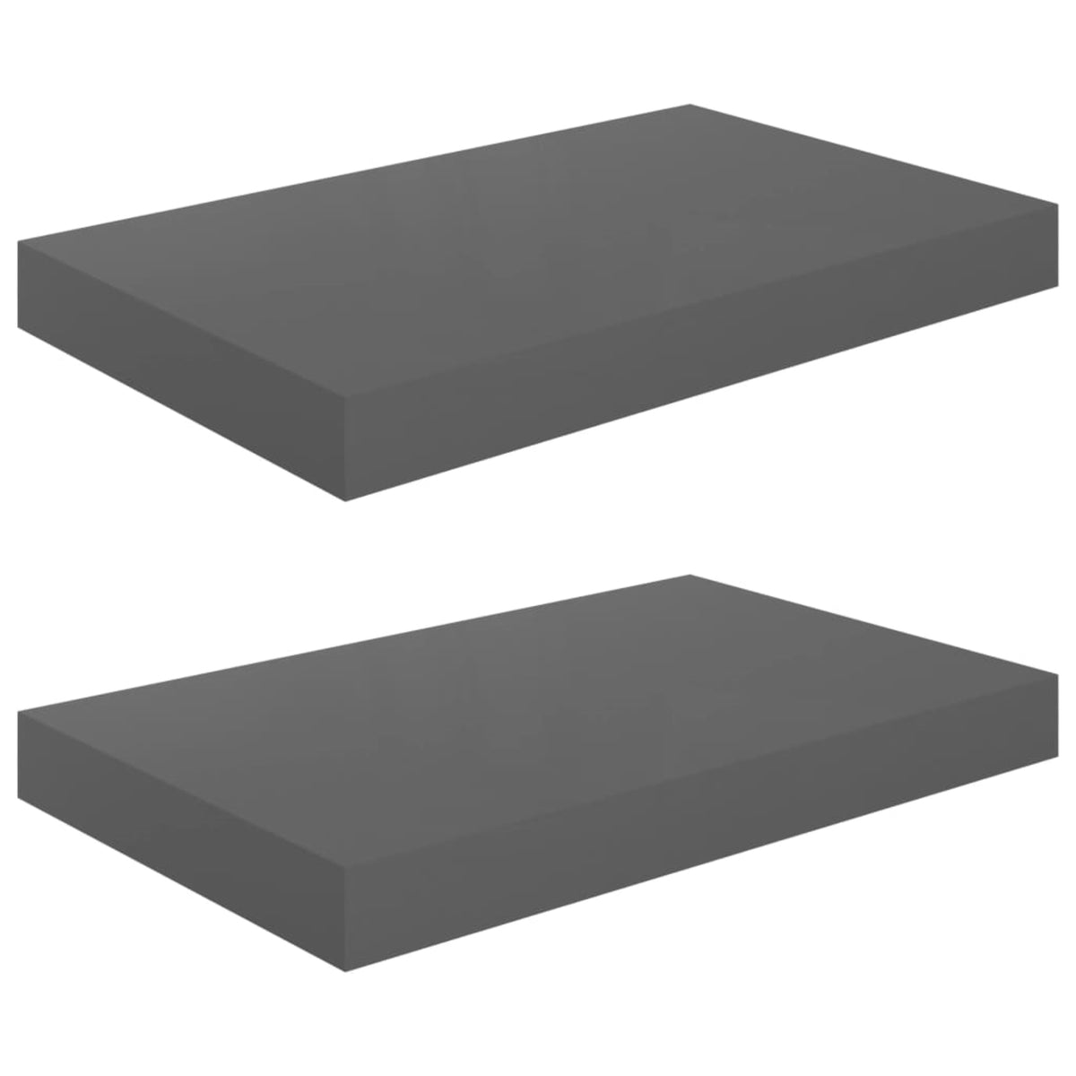 Vidaxl Floating Wall Shelves 2 Pcs High Gloss Gray 15.7 Inch X9.1 Inch X1.5 Inch  Mdf
