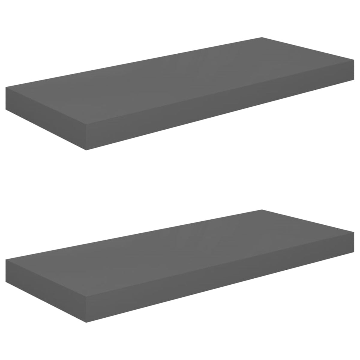 Vidaxl Floating Wall Shelves 2 Pcs High Gloss Gray 23.6 Inch X9.3 Inch X1.5 Inch  Mdf