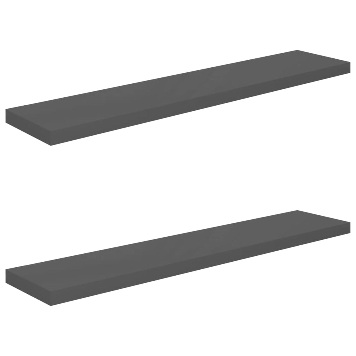 Vidaxl Floating Wall Shelves 2 Pcs High Gloss Gray 47.2 Inch X9.3 Inch X1.5 Inch  Mdf