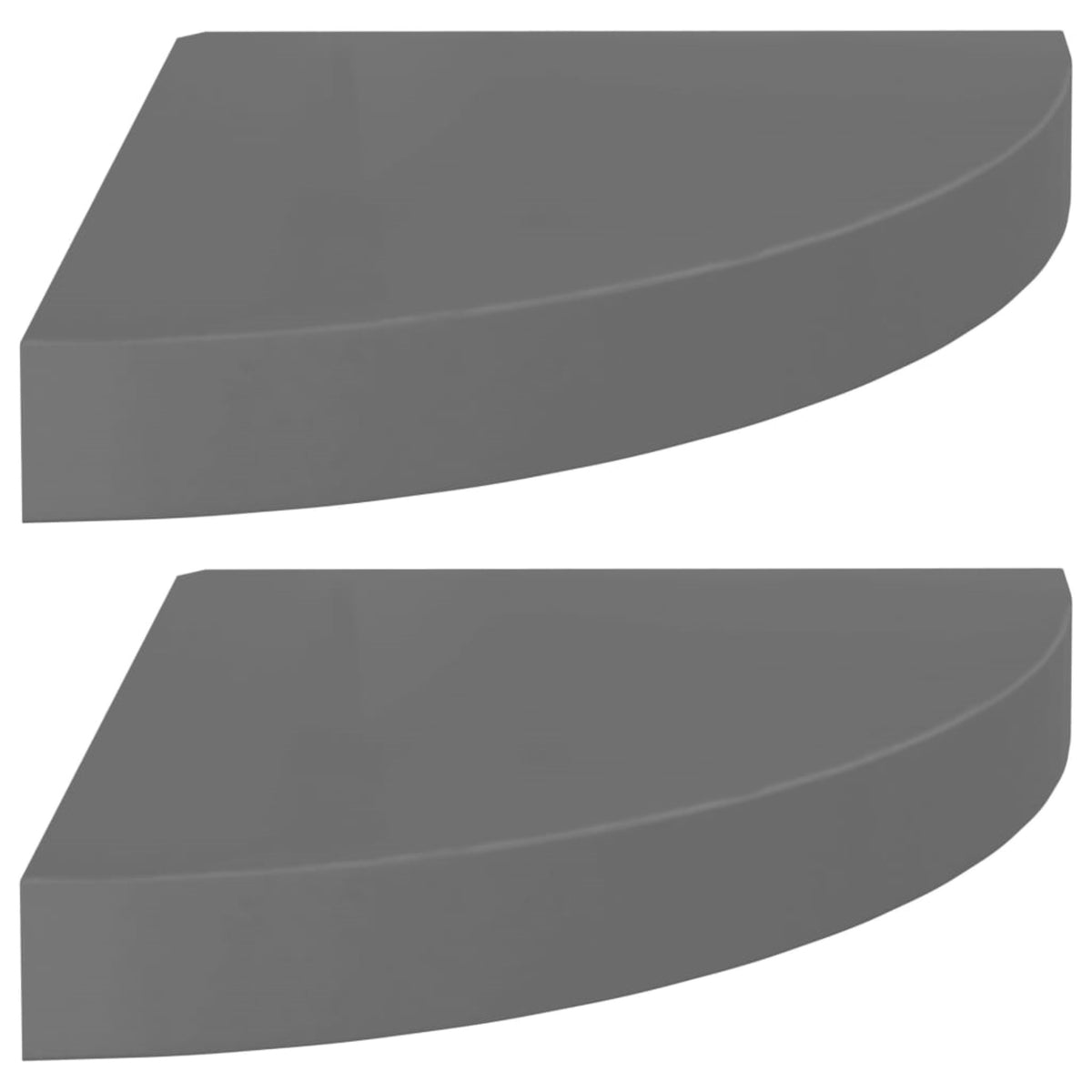 Vidaxl Floating Corner Shelves 2 Pcs High Gloss Gray 9.8 Inch X9.8 Inch X1.5 Inch  Mdf