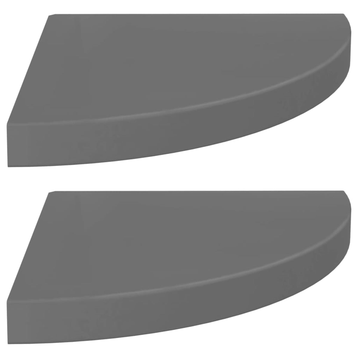 Vidaxl Floating Corner Shelves 2 Pcs High Gloss Gray 13.8 Inch X13.8 Inch X1.5 Inch  Mdf