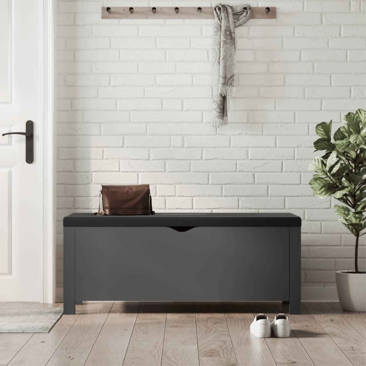 Vidaxl Storage Box With Cushion Gray 41.3 Inch X15.7 Inch X17.7 Inch