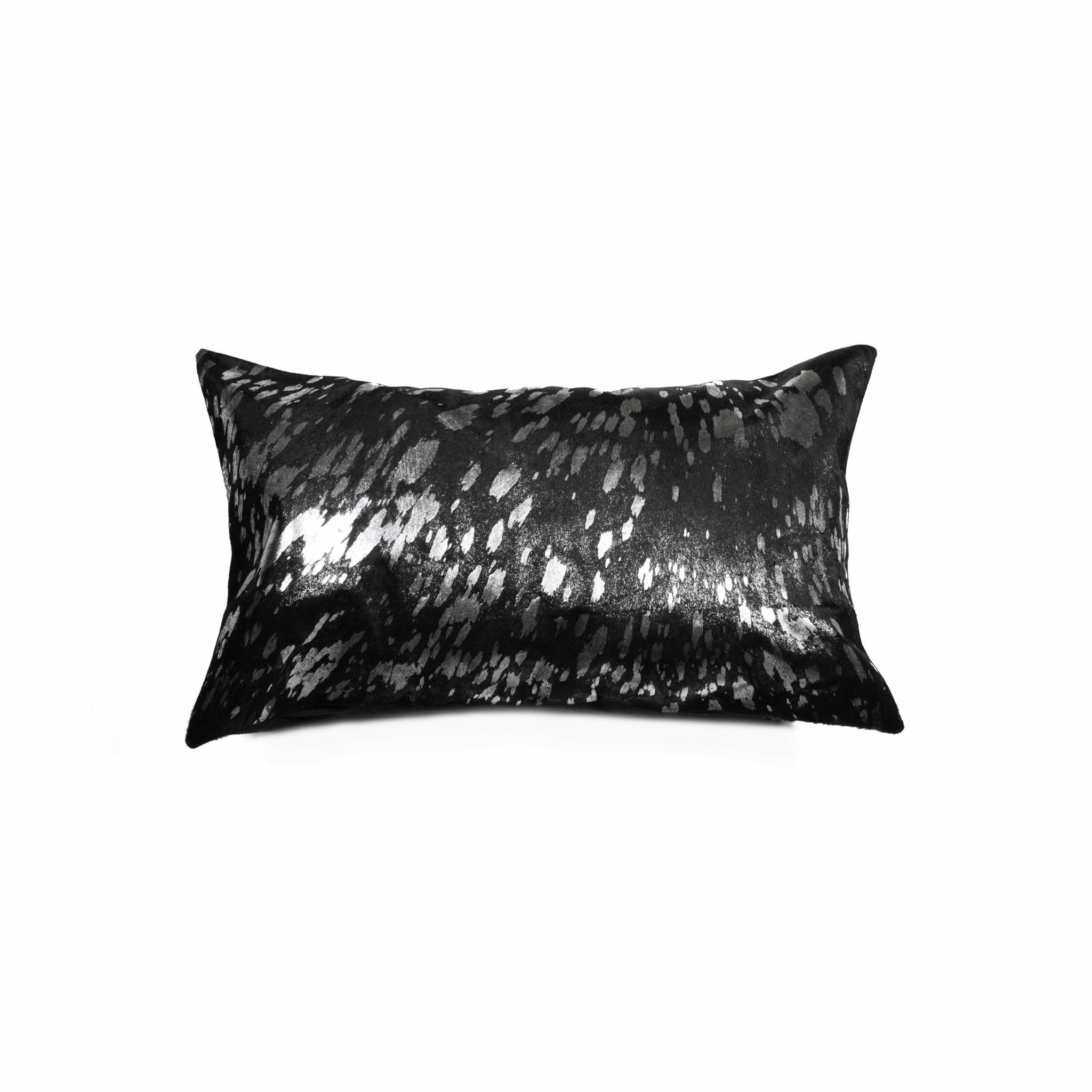 12' X 20' X 5' Modern Silver And Black Torino Kobe Cowhide  Pillow