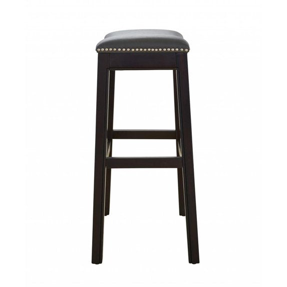 30 Espresso And Gray Saddle Style Counter Height Bar Stool