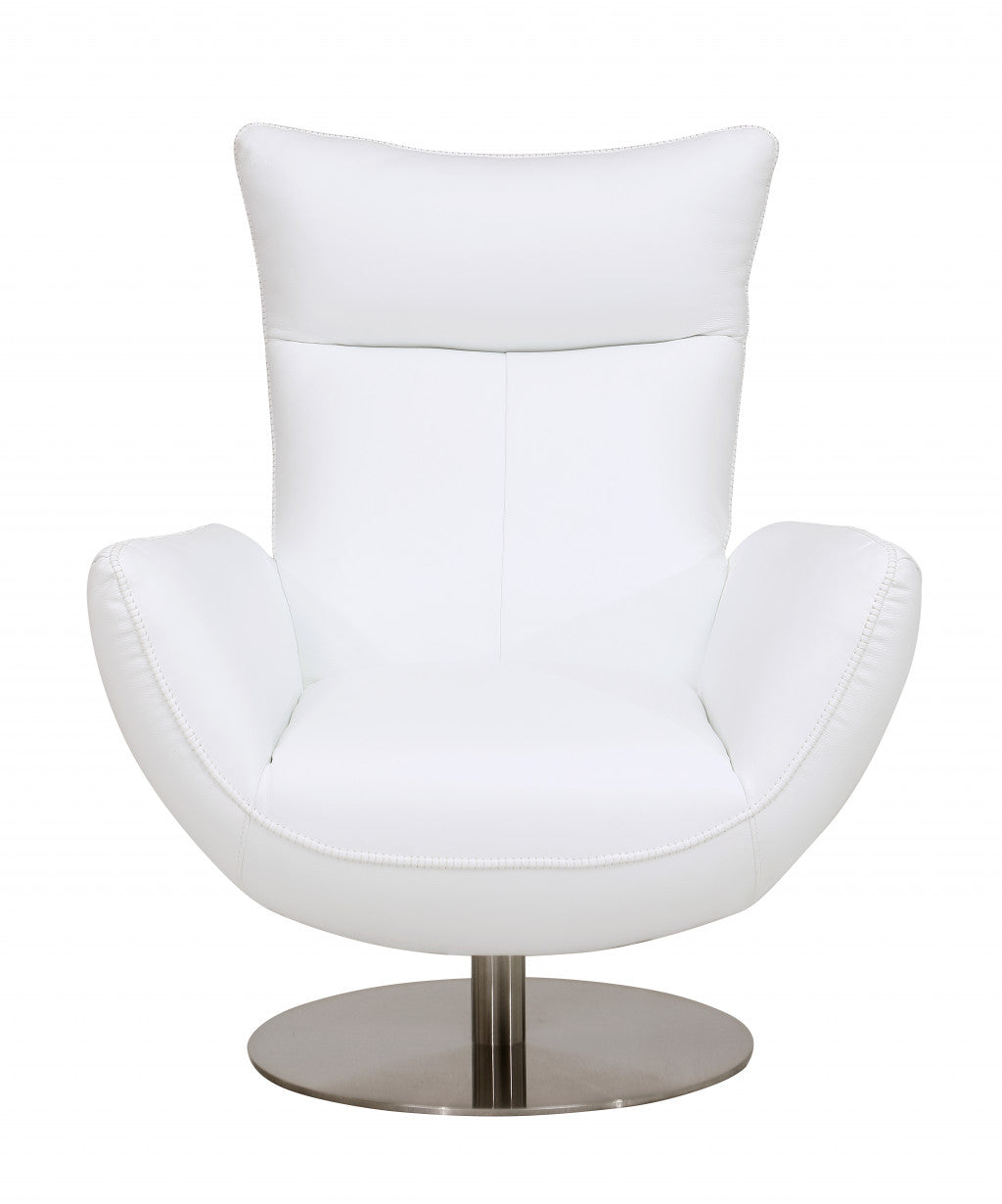 43 White Contemporary Leather Lounge Chair