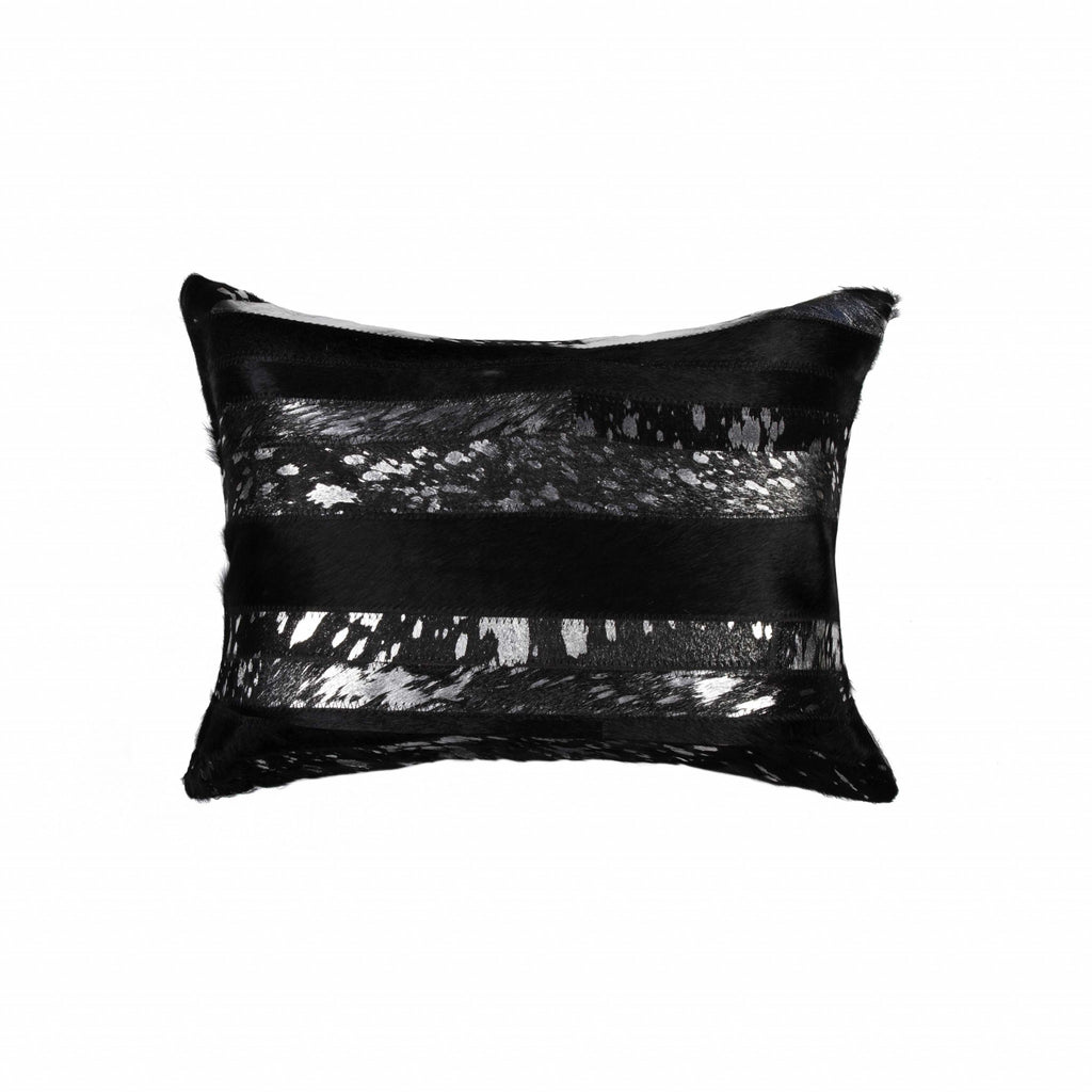 HomeRoots Decor 12-inch x 20-inch x 5-inch Black & Silver - Pillow