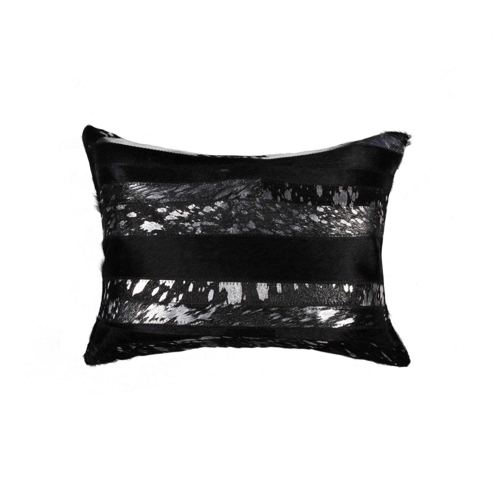 HomeRoots Decor 12-inch x 20-inch x 5-inch Black & Silver - Pillow