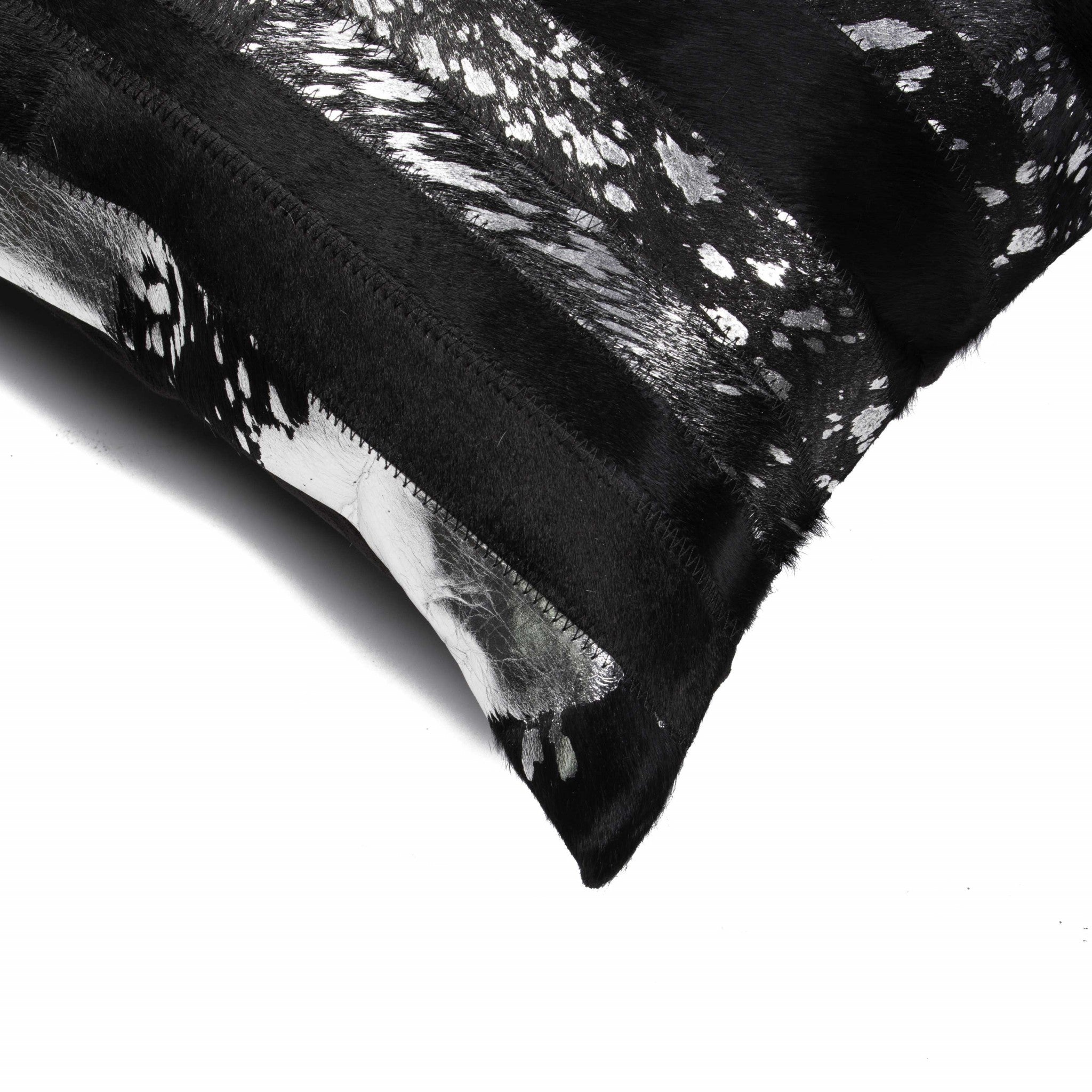 HomeRoots Decor 12-inch x 20-inch x 5-inch Black & Silver - Pillow