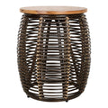 Iris Rattan Side/End Table with Wood Top