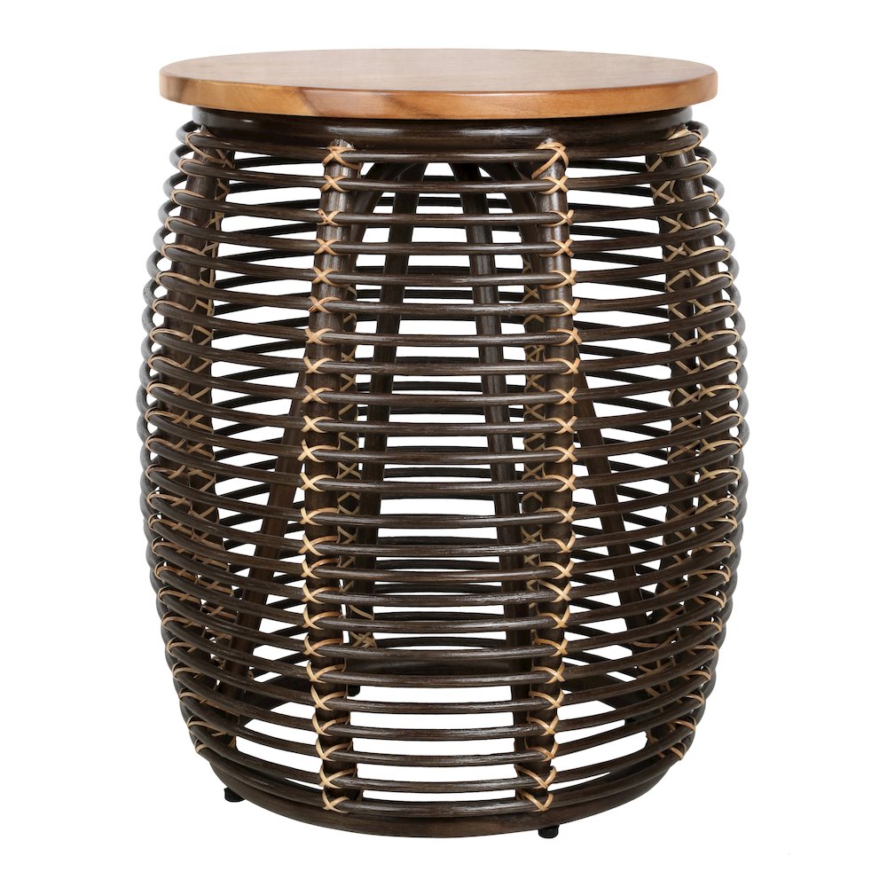Iris Rattan Side/End Table with Wood Top