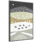 Sylvie Folk Dales Snow Linocut Framed Canvas by Giuliana Lazzerini