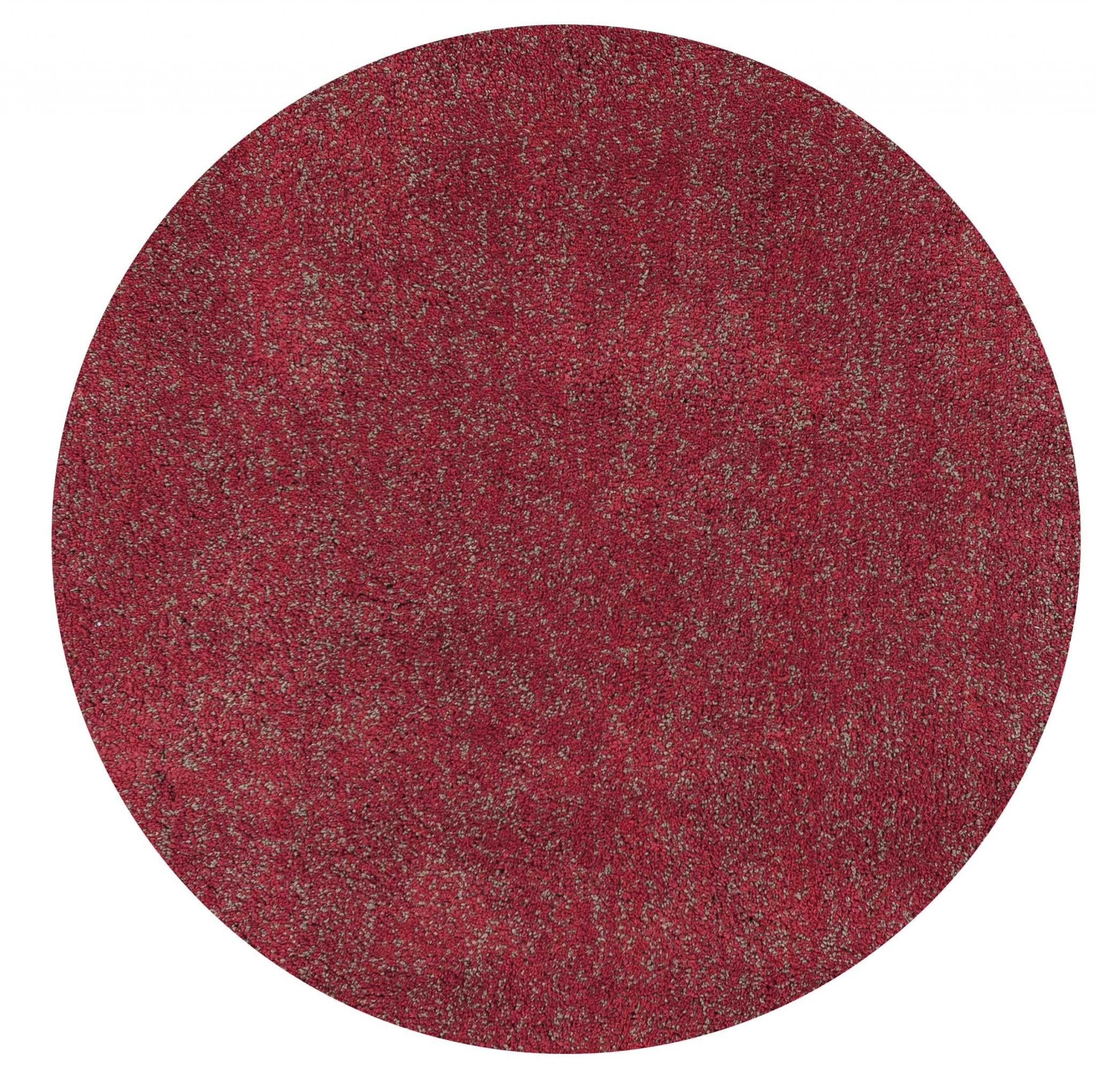 8 Round  Polyester Red Heather Area Rug