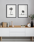 Sylvie Still Life Sketched Botanical Flower Vase Framed Canvas Set by The Creative Bunch Studio