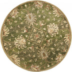 HomeRoots 5' Round Emerald Green Floral Vine Wool Indoor Area Rug