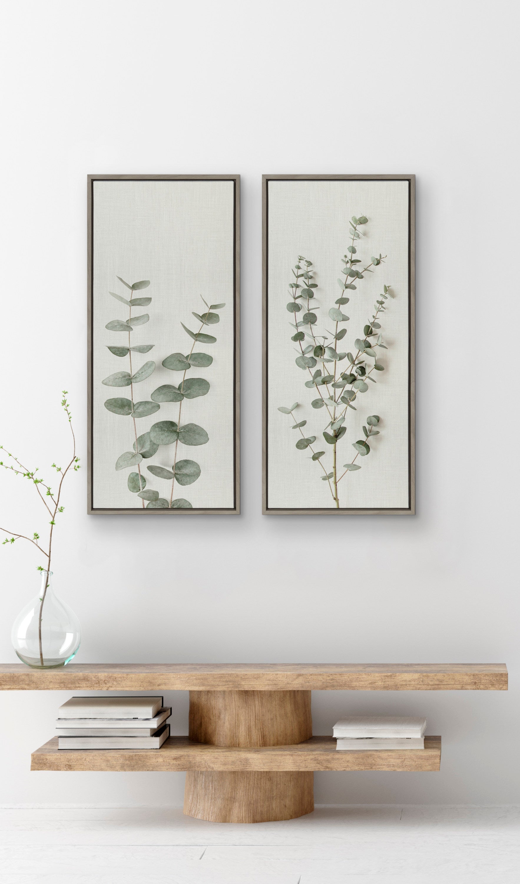 Sylvie Eucalyptus Botanical I Framed Canvas by The Creative Bunch Studio
