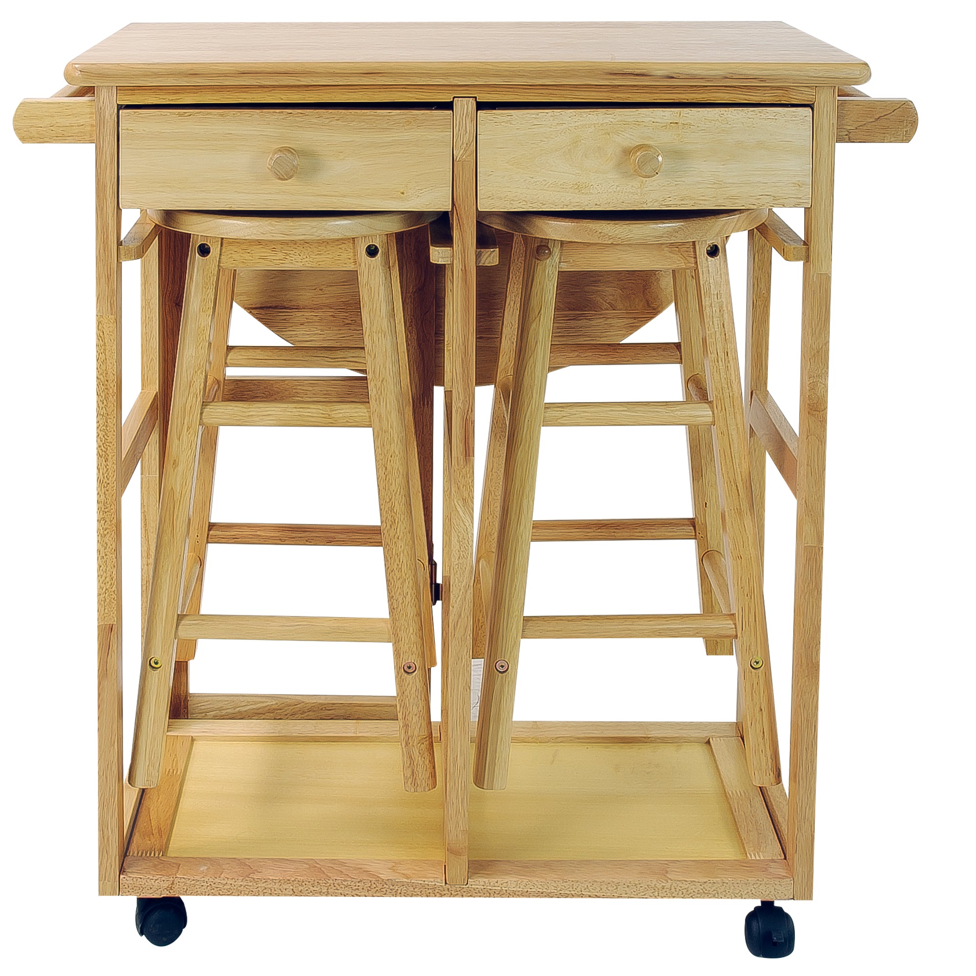 Breakfast Cart with Drop-Leaf Table-Natural