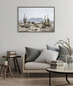 Sylvie Tall Saguaro Cacti Desert Mountain Framed Canvas by The Creative Bunch Studio