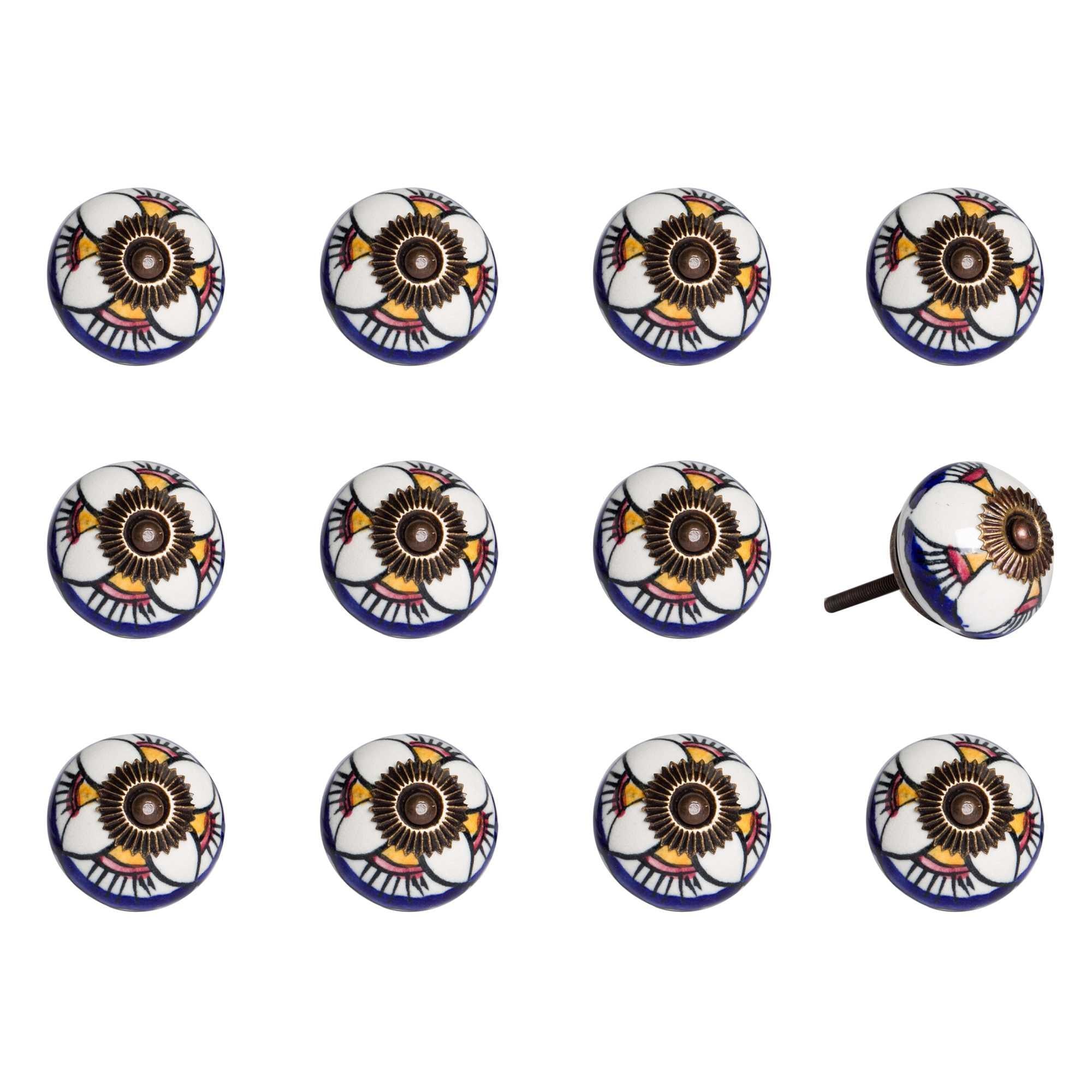1.5 X 1.5 X 1.5 Ceramic Metal Multicolor 12 Pack Knob