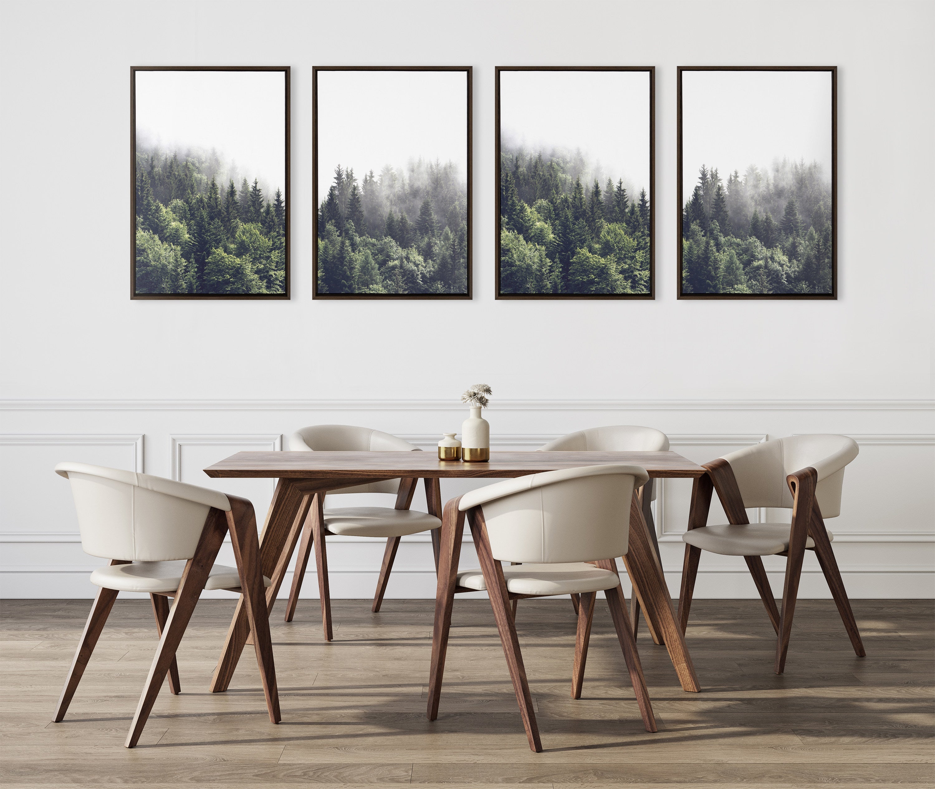 Sylvie Lush Green Forest on a Foggy Day Framed Canvas Set by The Creative Bunch Studio
