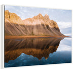 Sylvie Mountain Reflection in Iceland during Sunset Framed Canvas by Michael Schauer