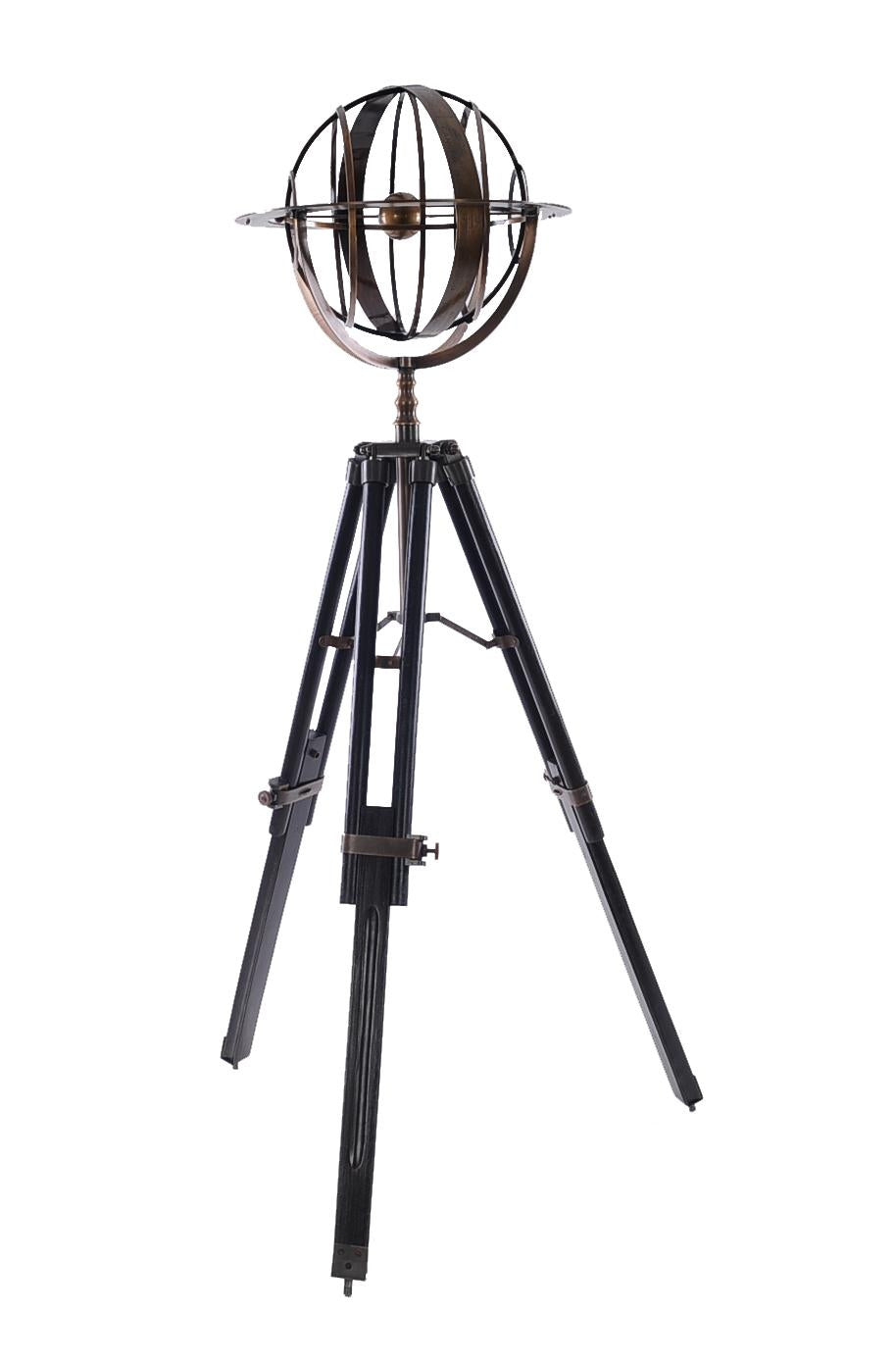 25 X 25 X 45.75 Brass Armillary With Wood Stand