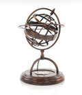 7 X 7 X 11 Brass Armillary With Compass On Wood Base