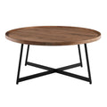 Modern Elegance Brown Walnut And Black Modern Round Coffee Table