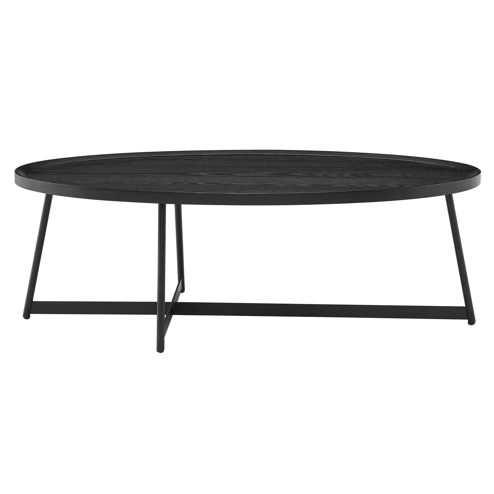 Modern Elegance Black Ash Oval And Black Coffee Table